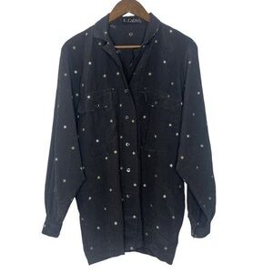 ESCADA Stars Silk Plaid Black Button Down Shirt Size 42